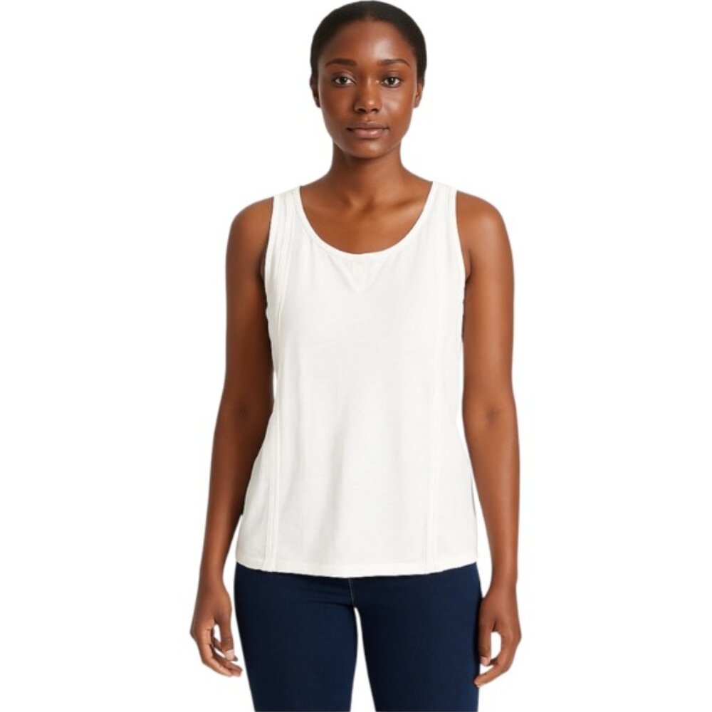 Mavi Medium Sleeveless Scoop Neck White Ivory Lace Tank Top